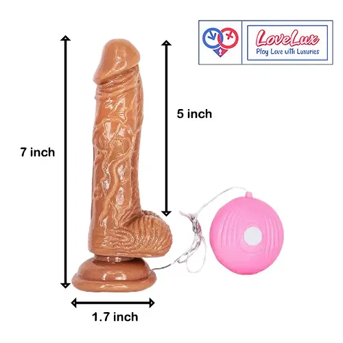 Wired remote control 7 inch vibrating dildo suction cup skin tone India by LoveLuxToys.com