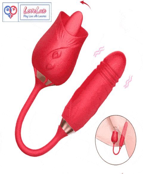 rose dildo vibrator licking and thrusting