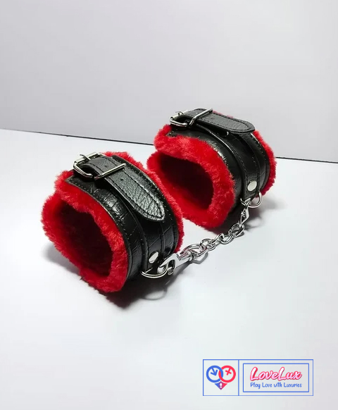 BDSM Bondage Handcuff Set Red & Black