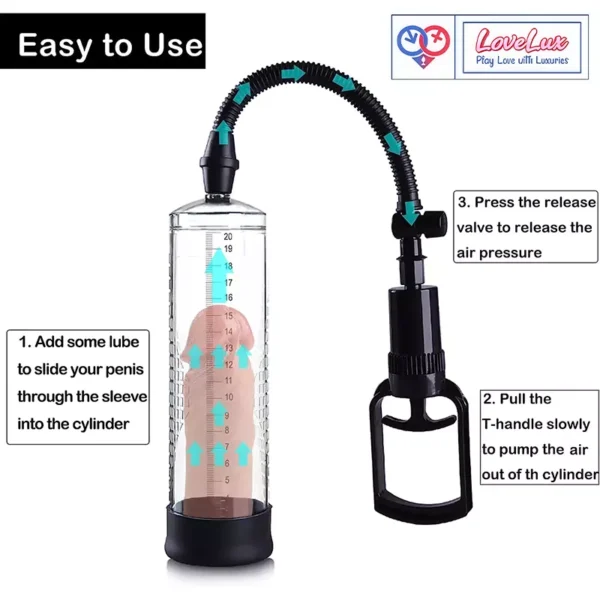 Manual Penis Enlargement Pump with Clear Cylinder Adjustable Vacuum Suction cock Enlargement loveluxtoys