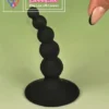 silicone anal beads butt plug with Suction base black color in India by LoveLuxToys
