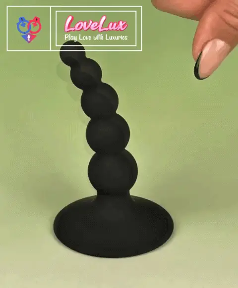 silicone anal beads butt plug with Suction base black color in India by LoveLuxToys