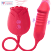 Compact dual vibe rose toy with clitoral air suction and g-spot vibration