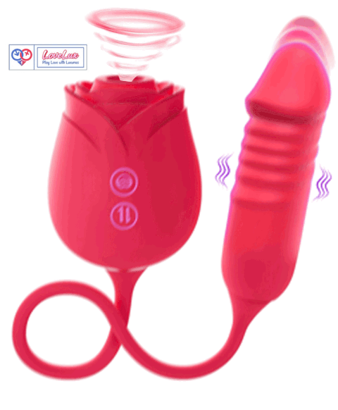 Compact dual vibe rose toy with clitoral air suction and g-spot vibration