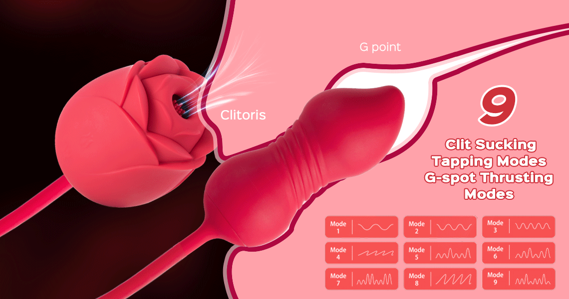 Compact dual vibe rose toy with clitoral air suction and g-spot vibration