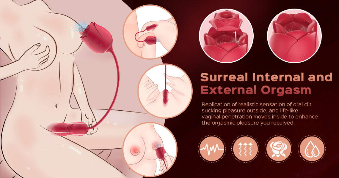 Compact dual vibe rose toy with clitoral air suction and g-spot vibration