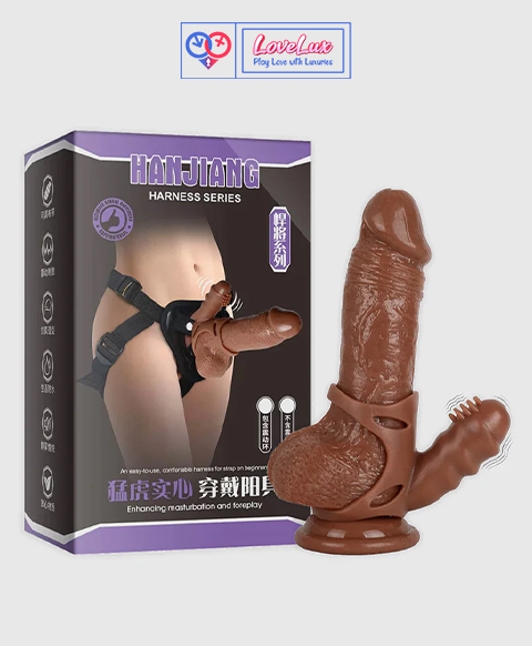 Hajiang Vibrating Strap-On Realistic Dildo with Harness