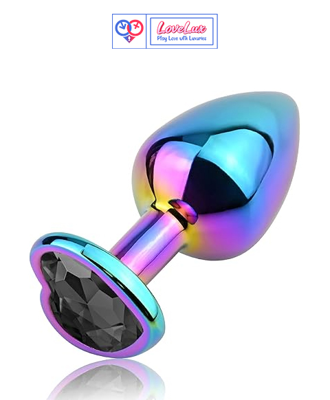 Metal Anal Plug for Beginners with Heart-Shaped Jewel Ã¢â‚¬â€œ Luxurious Anal Trainer for Women, Men & Couples