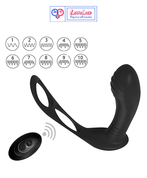 Wireless Remote Control 10 Speed Prostate-Massager Dildo Male-Cock Penis Ring