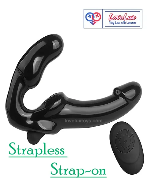 strapless strap on black double ended vibrating dildo india