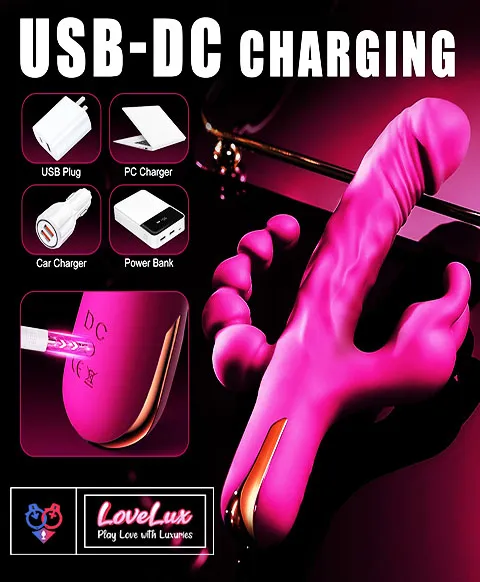 3 in 1 rabbit vibrator anal beads dildo 10 mode dual stimulation vibrator Pink Color India by LoveLuxToys