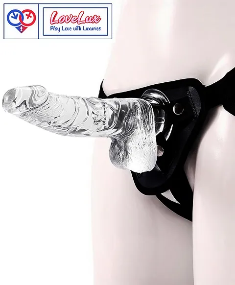 8 inch transparent silicone strap on dildo with balls soft flexible India By LoveLuxToys