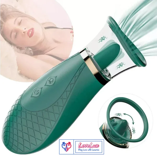 clitoral suction tongue licking vibrator clitoral stimulator Massager Dark Green India by LoveLuxToys