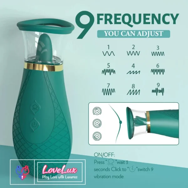 clitoral suction tongue licking vibrator clitoral stimulator Massager Dark Green India by LoveLuxToys