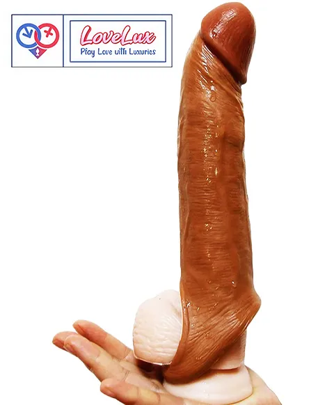 7 inch silicone penis extender sleeve brown India By LoveLuxToys