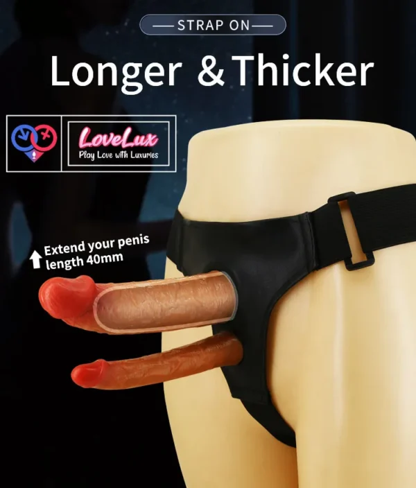 Pretty Love Hollow Strap-On Double Dildo Adjustable Harness Belt skin tone India by LoveLuxToys