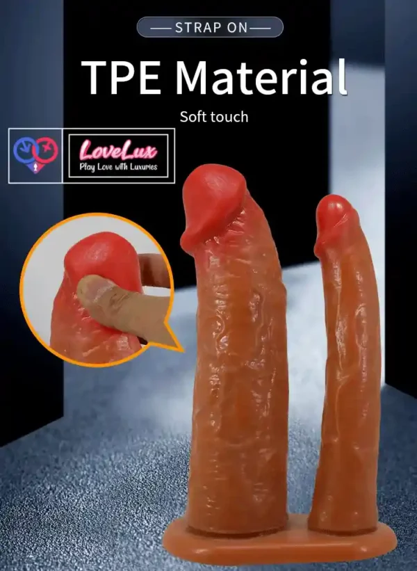 Pretty Love Hollow Strap-On Double Dildo Adjustable Harness Belt skin tone India by LoveLuxToys