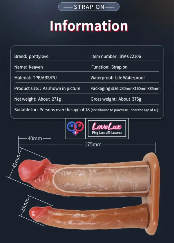 Pretty Love Hollow Strap-On Double Dildo Adjustable Harness Belt skin tone India by LoveLuxToys