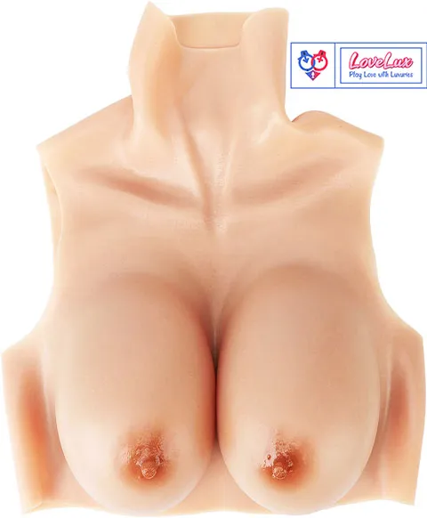 silicone breast forms fake boobs silicone chest high collar realistic wearable breast prosthetic India skin Tone By LoveLuxToys