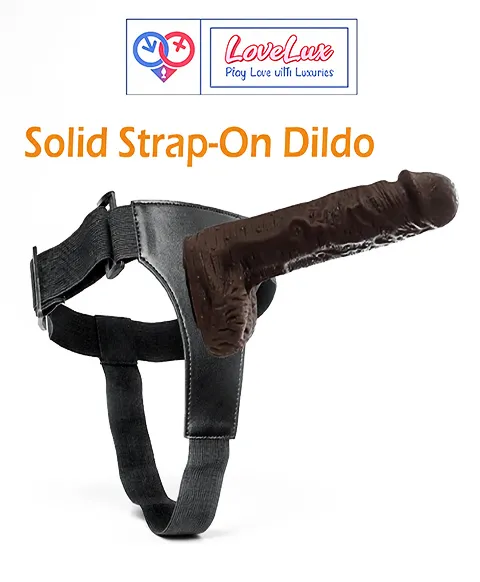 Strap-On Dildo 7 Inch Brown Adjustable Harness Silicon Dildo Realistic in India by LoveLuxToys