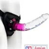 Twin Colour white Pink Jelly Strap-On Dildo without ball 8 Inch premium adjustable belt in India by LoveLuxToys