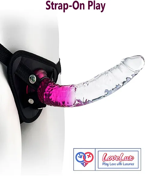 Twin Colour white Pink Jelly Strap-On Dildo without ball 8 Inch premium adjustable belt in India by LoveLuxToys