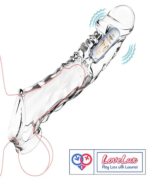 vibrating penis sleeve with cock ring Dragon Condom silicone girth enhancer penis sleeve India by LoveLuxToys