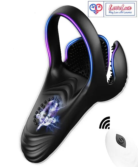 3 in 1 silicone cock ring vibrating penis cock ring Black Color India by LoveLuxToys