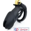Soft Silicone Male Chastity Cage Locking Device with 5 Adjustable Rings Black Color In India By LoveLuxToys