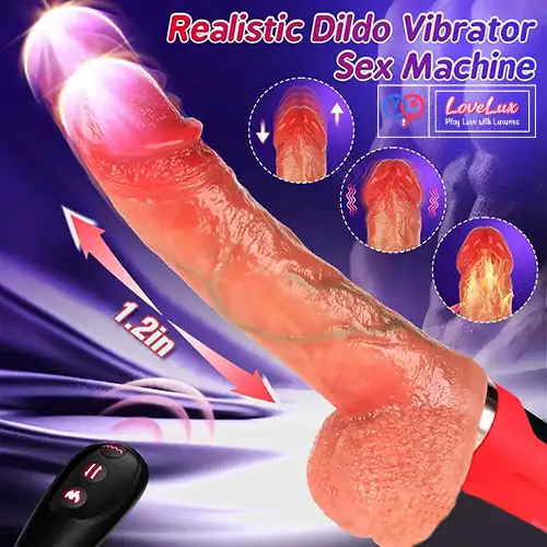6 in 1 thrusting dildo machine with remote control. Multiple modes, powerful motor with Stand India by LoveLuxToys.com