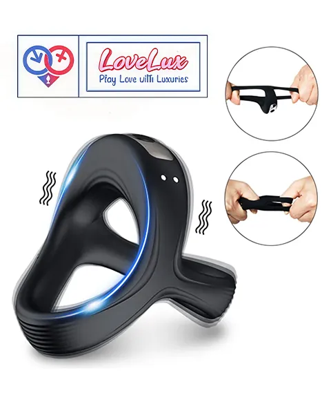 vibrating cock ring with 10 frequency settings and soft silicone design black color usb charging India loveluxtoys.com