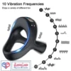 vibrating cock ring with 10 frequency settings and soft silicone design black color usb charging India loveluxtoys.com