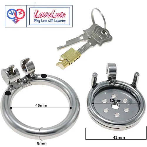 flat stainless steel chastity cage for men. cock cage Durable, secure, and comfortable for long term wear. Loveluxtoys.com