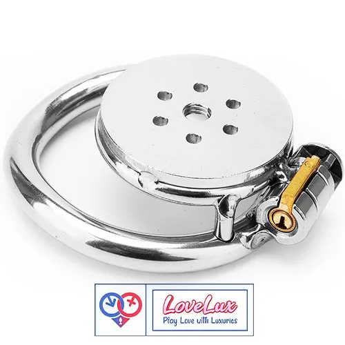 flat stainless steel chastity cage for men. cock cage Durable, secure, and comfortable for long term wear. Loveluxtoys.com