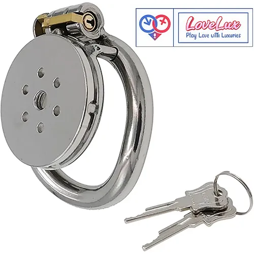 flat stainless steel chastity cage for men. cock cage Durable, secure, and comfortable for long term wear. Loveluxtoys.com