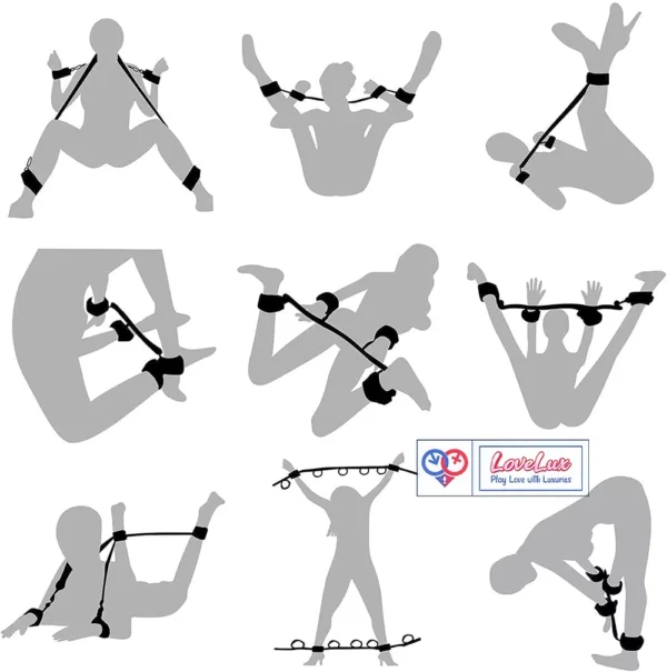 Bed Bondage Restraints Set Adult Toys Cuffs for Ankles and Hands Bed Restraint Strap Bondaged Bed Tie Downs for Bedroom Mattress Tie Down Straps for Bed Sex Accessories for Adults Couples for loveluxtoys Black color