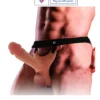 realistic hollow strap on dildo in flesh color with wearable silicone sleeve design. Comfortable, body-safe, and secure fit India By loveluxtoys.com