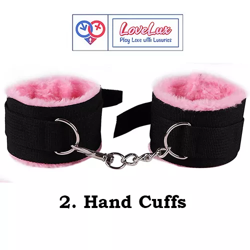 8 piece BDSM bondage kit perfect for couple mix black and pink color, hand cuffs