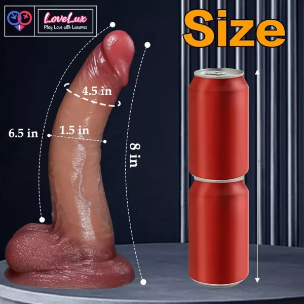 8 inch realistic foreskin dildo with sliding skin and balls design. Soft, lifelike, and body-safe for women skin color Buy Dildo online in India by LoveLuxtoys