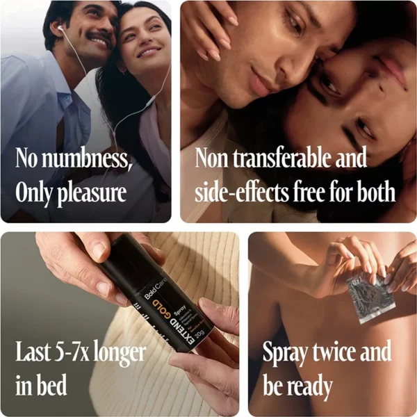 Extend Gold delay spray with lidocaine and prilocaine formula for sensitive skin. Reduces sensitivity and helps delay for longer performance black color Buy Sex Toys in India by LoveLuxToys