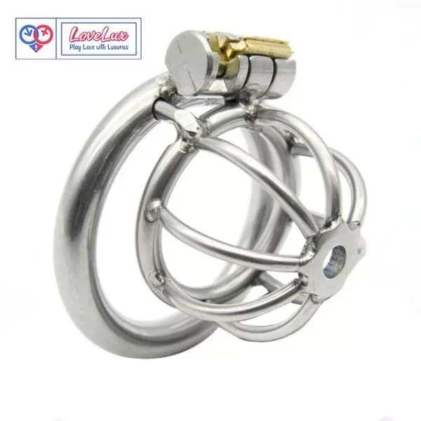 stainless steel male chastity cage with removable urethral tube and secure locking system Durable, hygienic, and ideal for fetish play penis lock device India by LoveLuxtoys