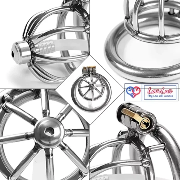stainless steel male chastity cage with removable urethral tube and secure locking system Durable, hygienic, and ideal for fetish play penis lock device India by LoveLuxtoys