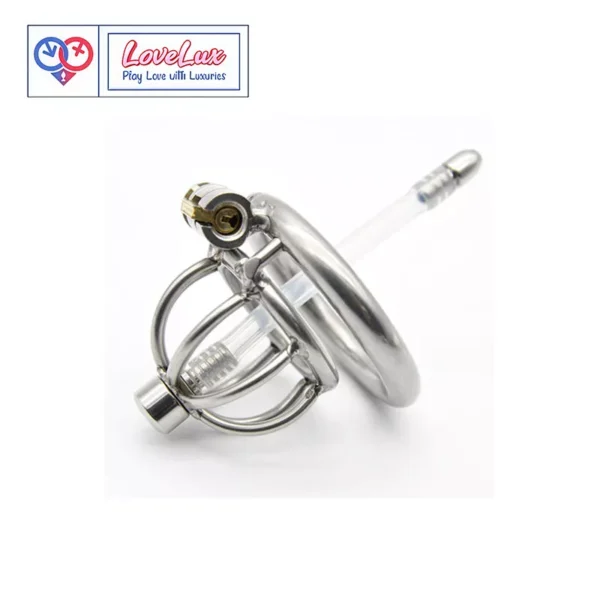 stainless steel male chastity cage with removable urethral tube and secure locking system Durable, hygienic, and ideal for fetish play penis lock device India by LoveLuxtoys